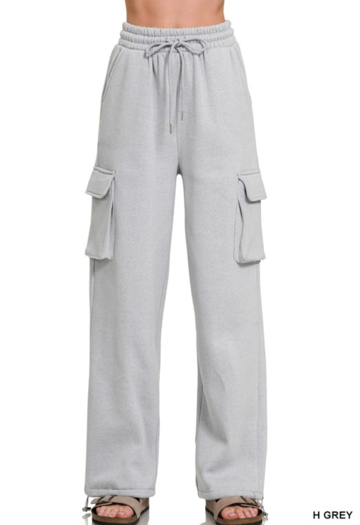 ZENANA-Comfy Fleece Cargo Wide Leg Sweatpants
