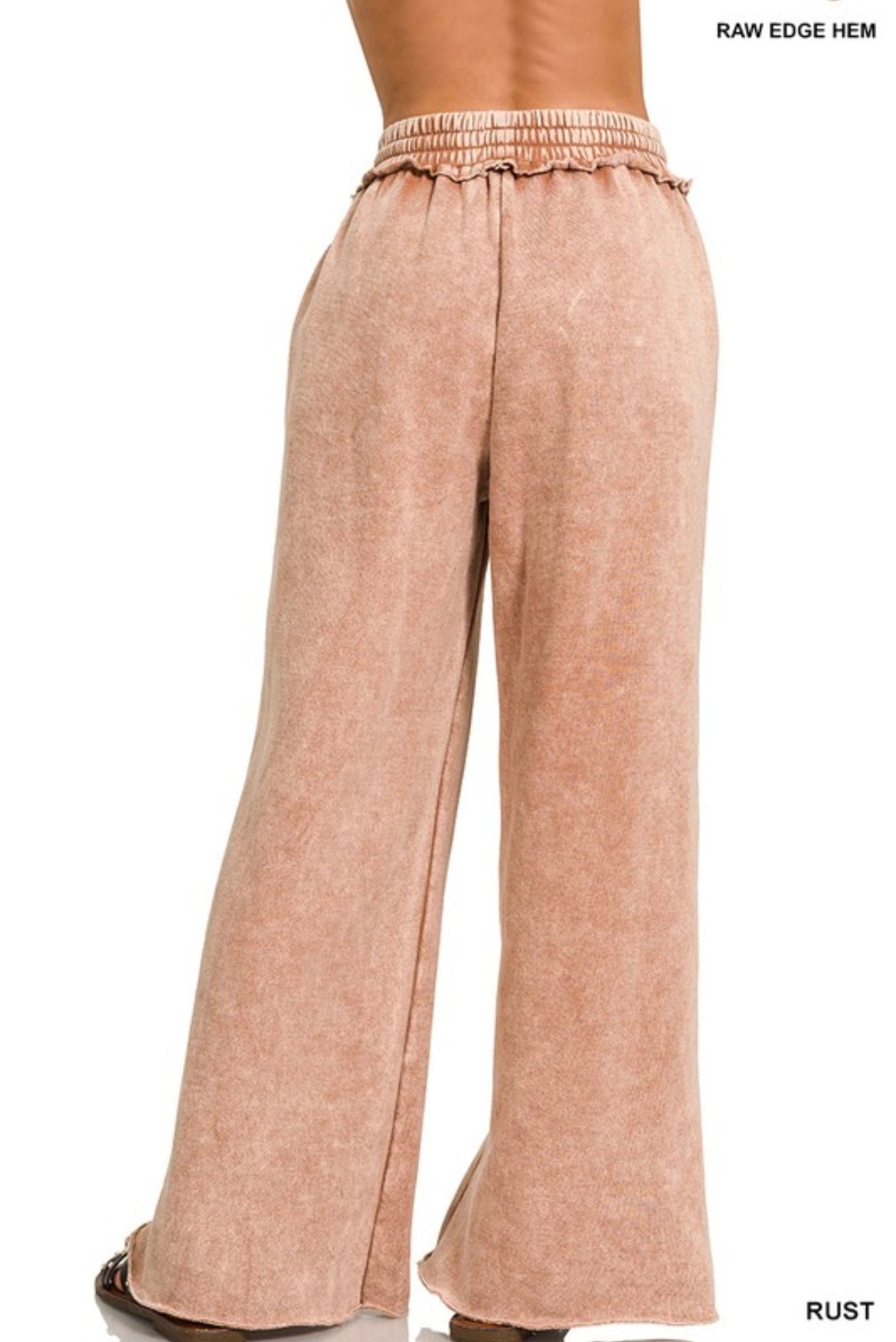 Zenana-Acid Wash Fleece Palazzo Sweatpants With Pockets(More Colors)