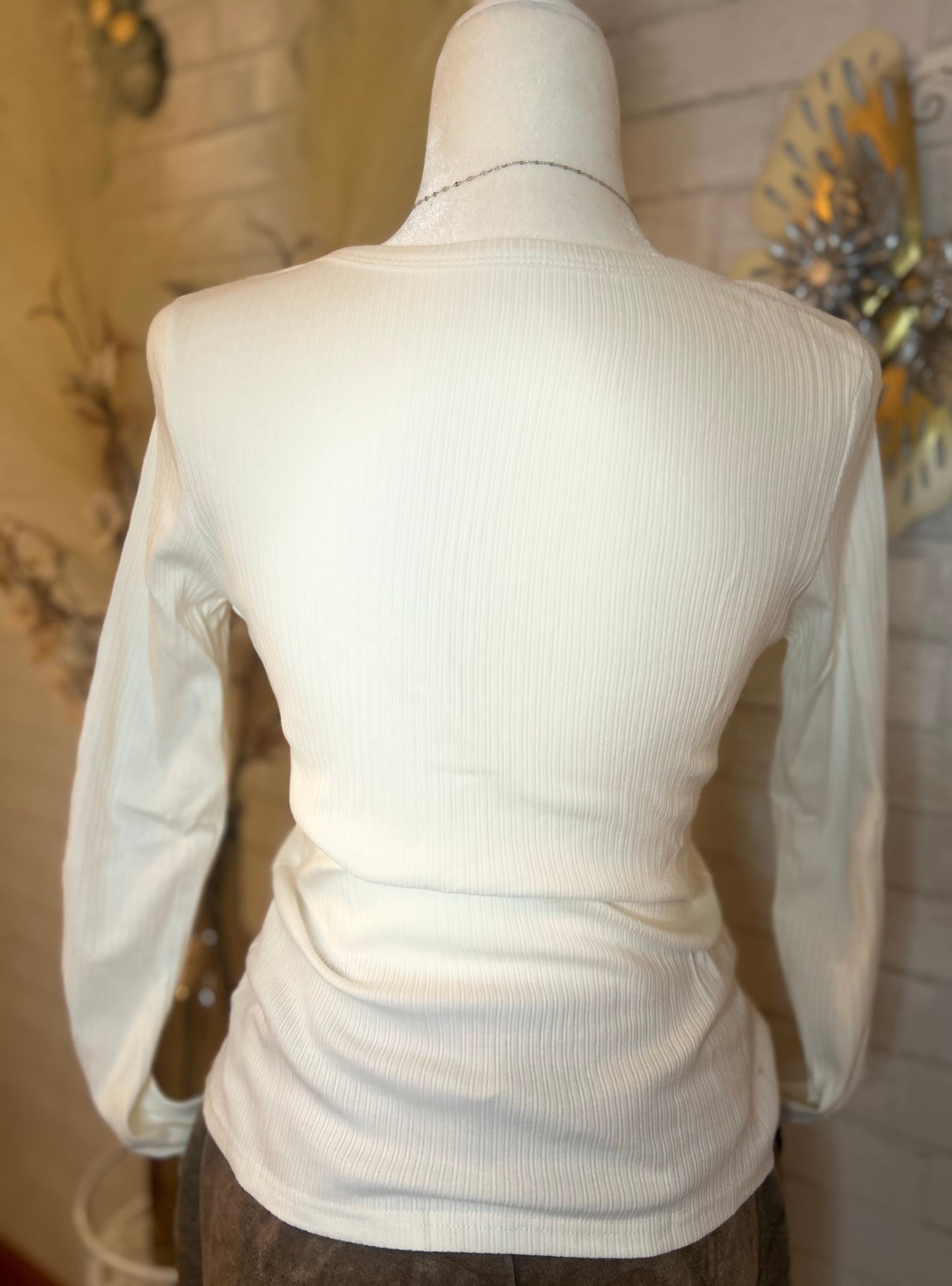 Textured Cinched Long Sleeve Top