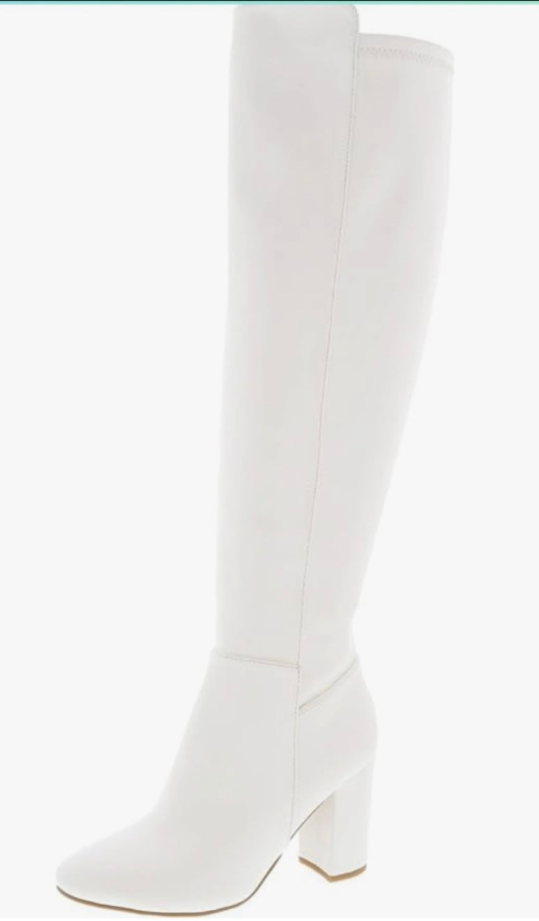 OTK Almond Toe Low Block Heel Boot (Over-the-Knee)