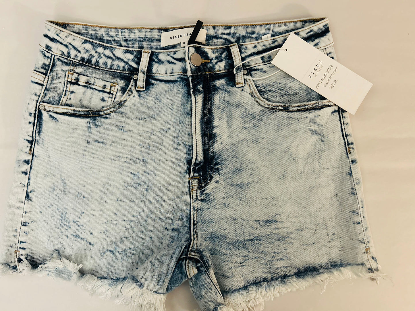 Risen Acid Wash Jean Shorts W/Side Slits