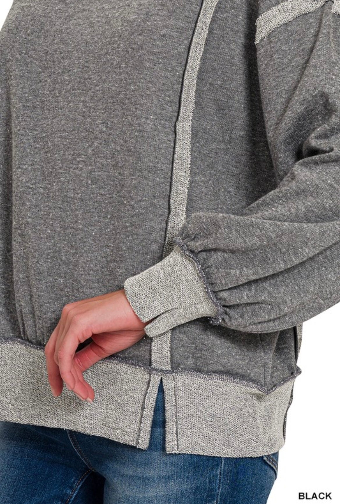 Zenana-Washed Bottom Band Exposed-Seam Sweatshirt(More Colors)