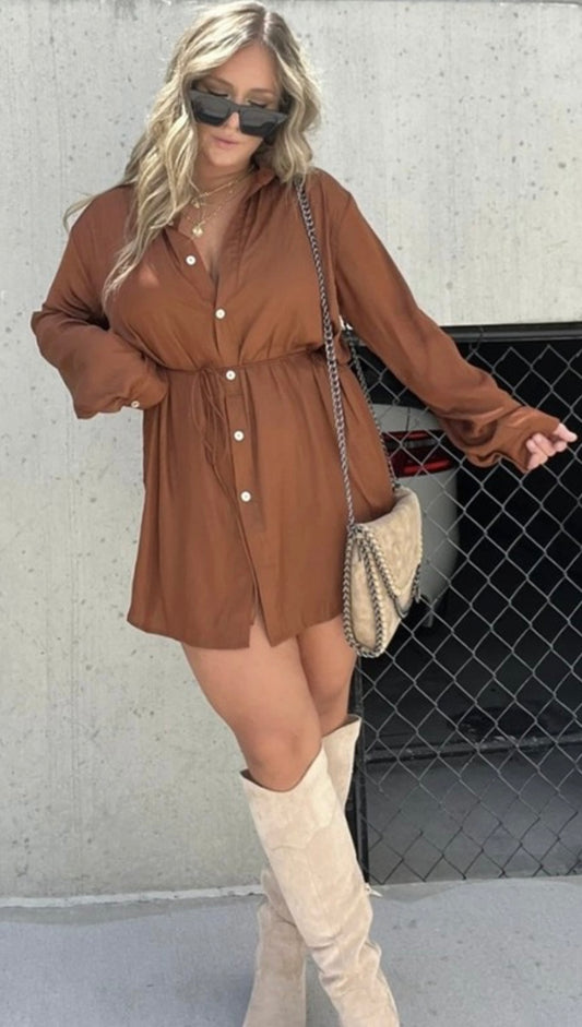 Ana Long Sleeve Button Up Satin Romper