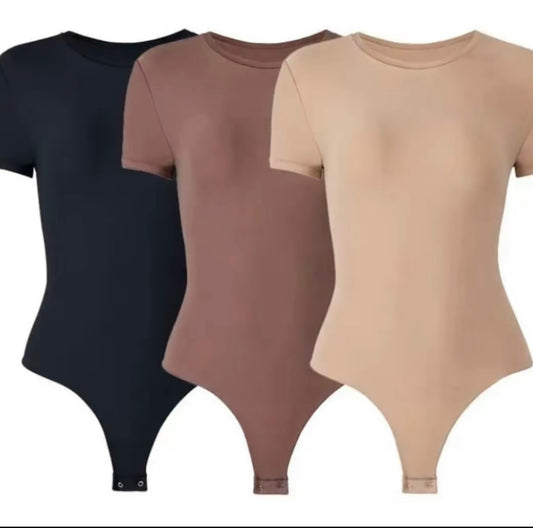 Coco Short Sleeve BodySuit-Double Lined(3 Colors)