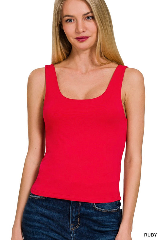 Zenana-Double Layer Round Neck Tank Top(More Colors)