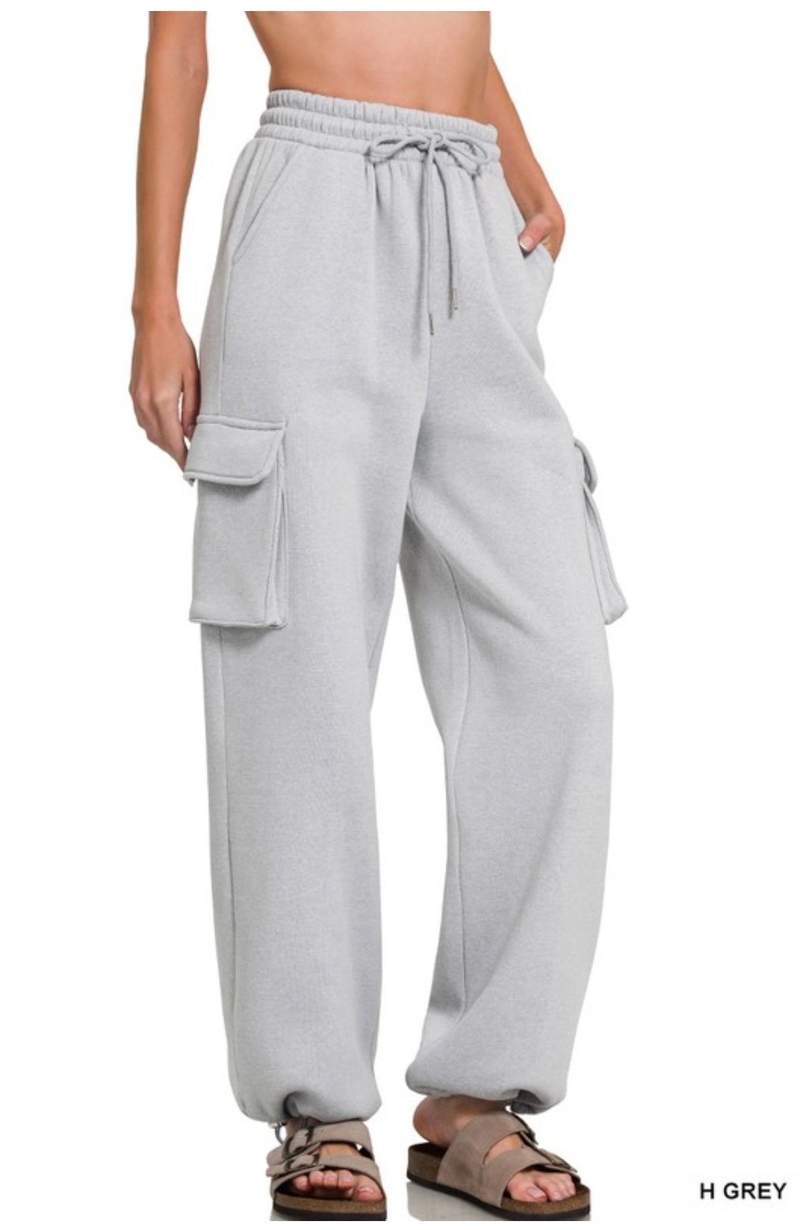 ZENANA-Comfy Fleece Cargo Wide Leg Sweatpants