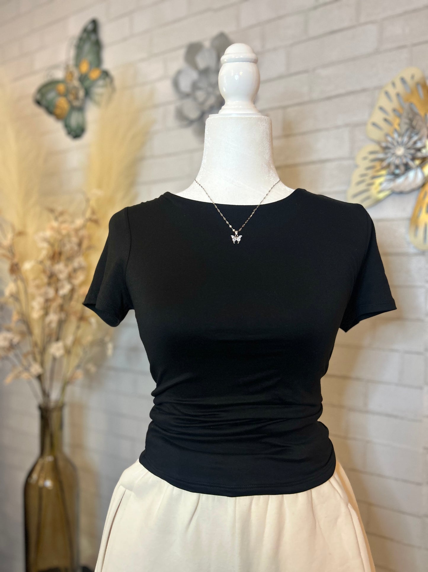 Comfy Basic Fitted Crewneck Shirt, Double-Lined(More Colors)