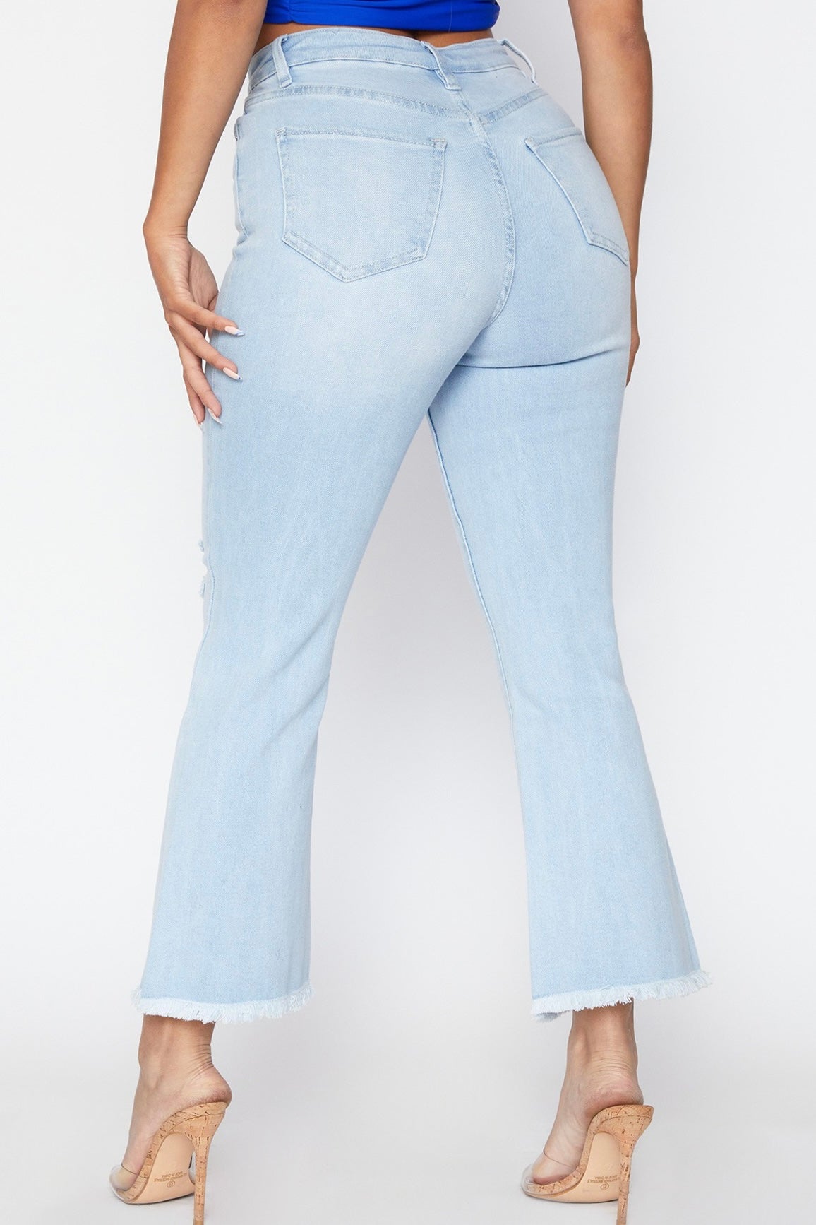 High Rise Flare Ankle Jean, Fray Hem