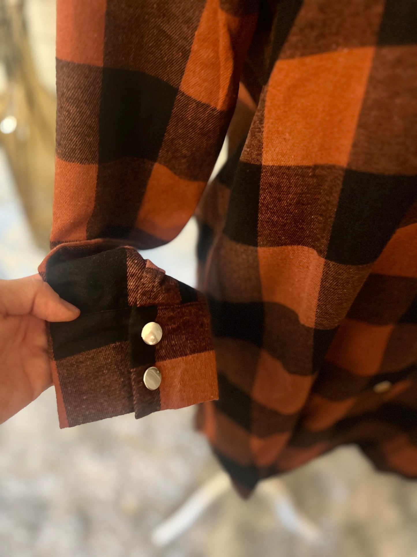 On The Go Plaid Turn-down Collar Shacket W/Pockets
