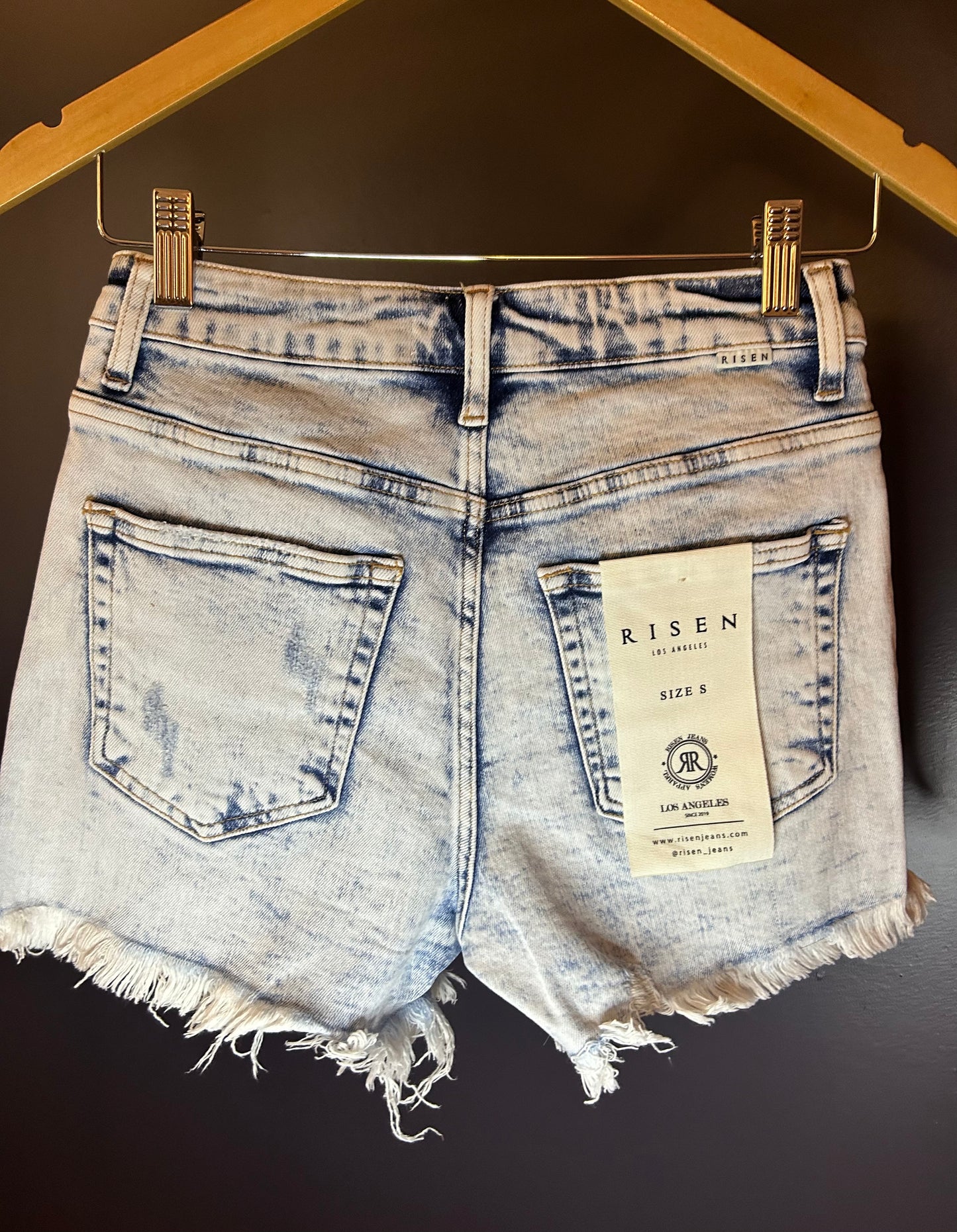 Risen Acid Wash Jean Shorts W/Side Slits