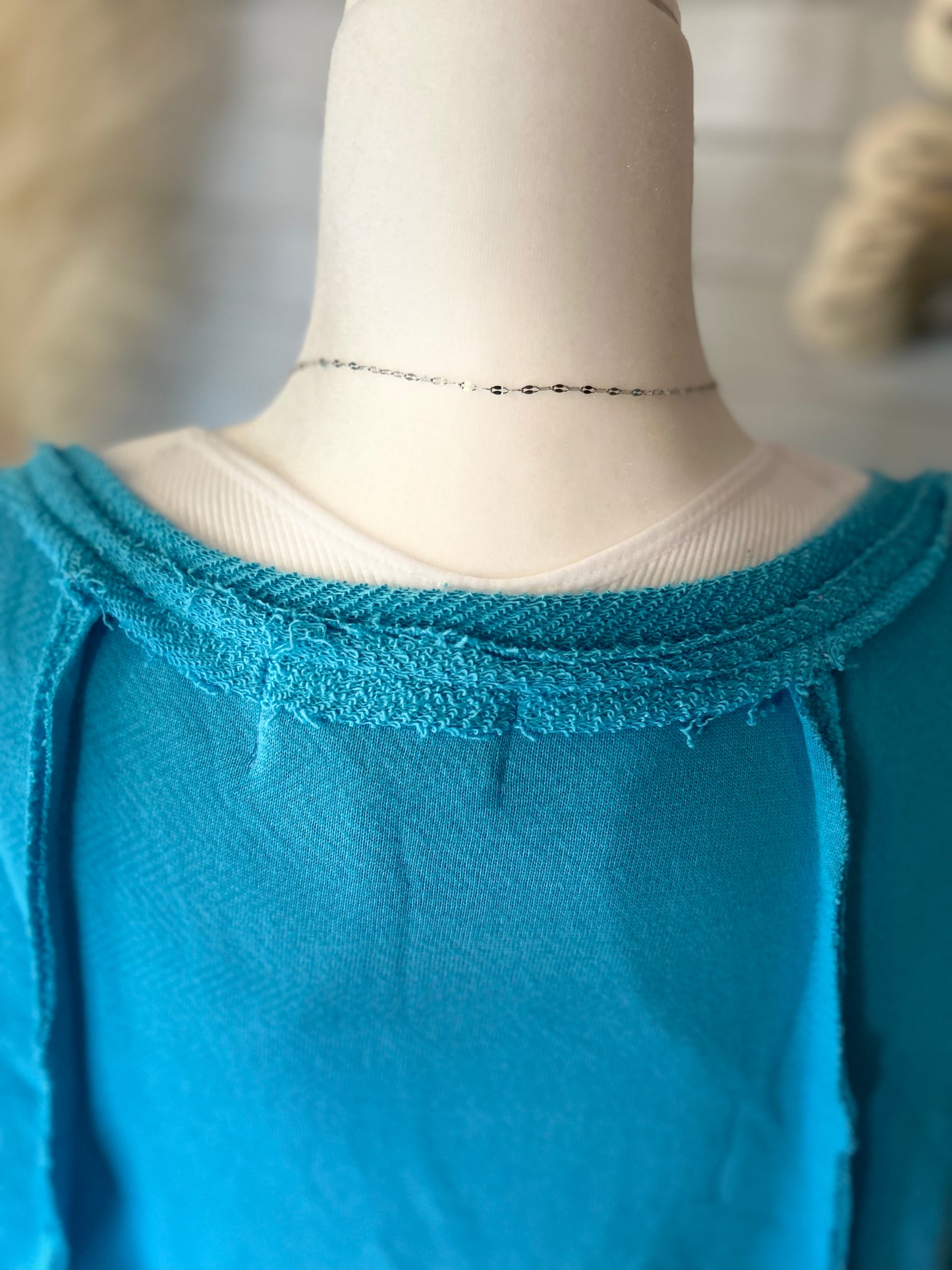 Bucket List-Oversized Solid Raw Edge Detail Long Sleeves
Top
