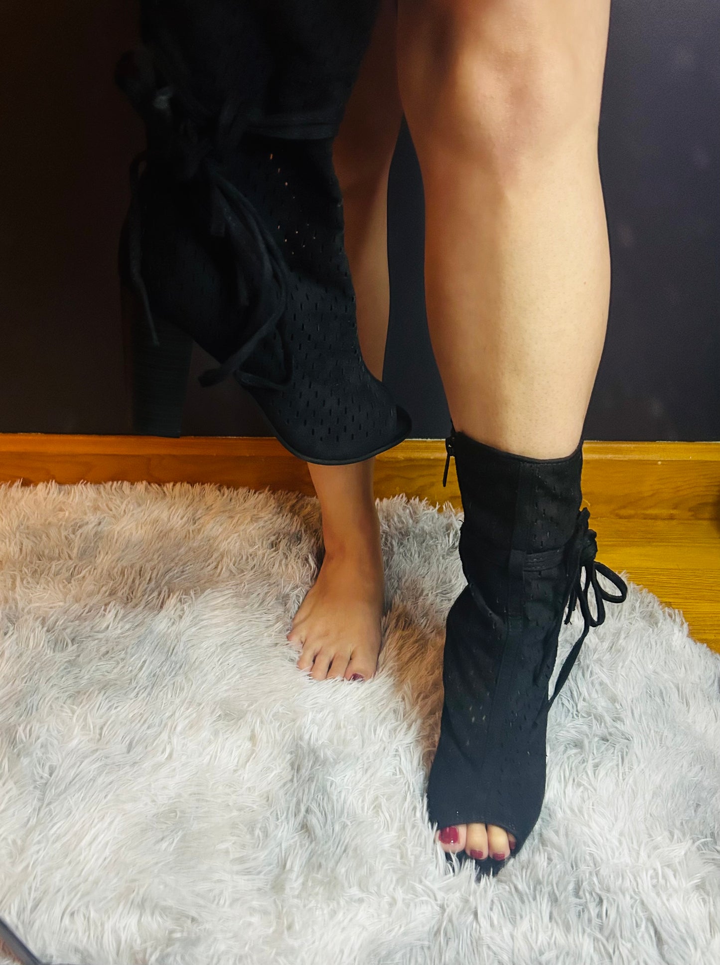 Peep Toe Booties W/Side
Tie Detail