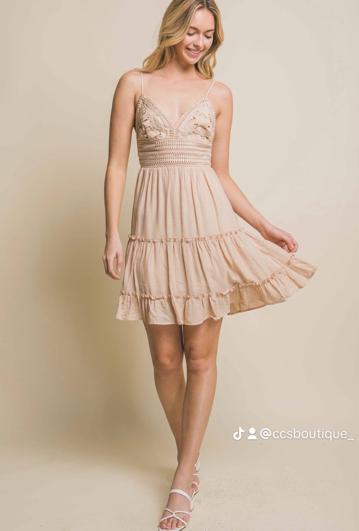 Laced Paneled Tie Back Dress(More Colors)