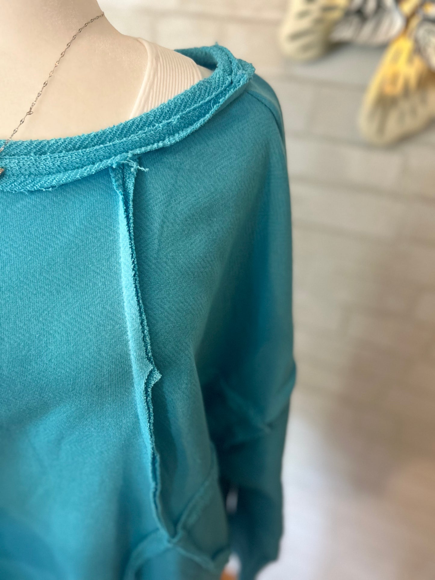 Bucket List-Oversized Solid Raw Edge Detail Long Sleeves
Top