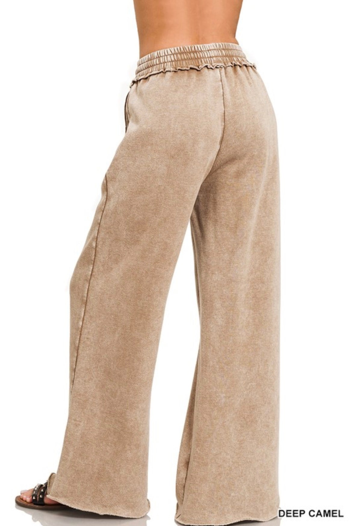 Zenana-Acid Wash Fleece Palazzo Sweatpants With Pockets(More Colors)