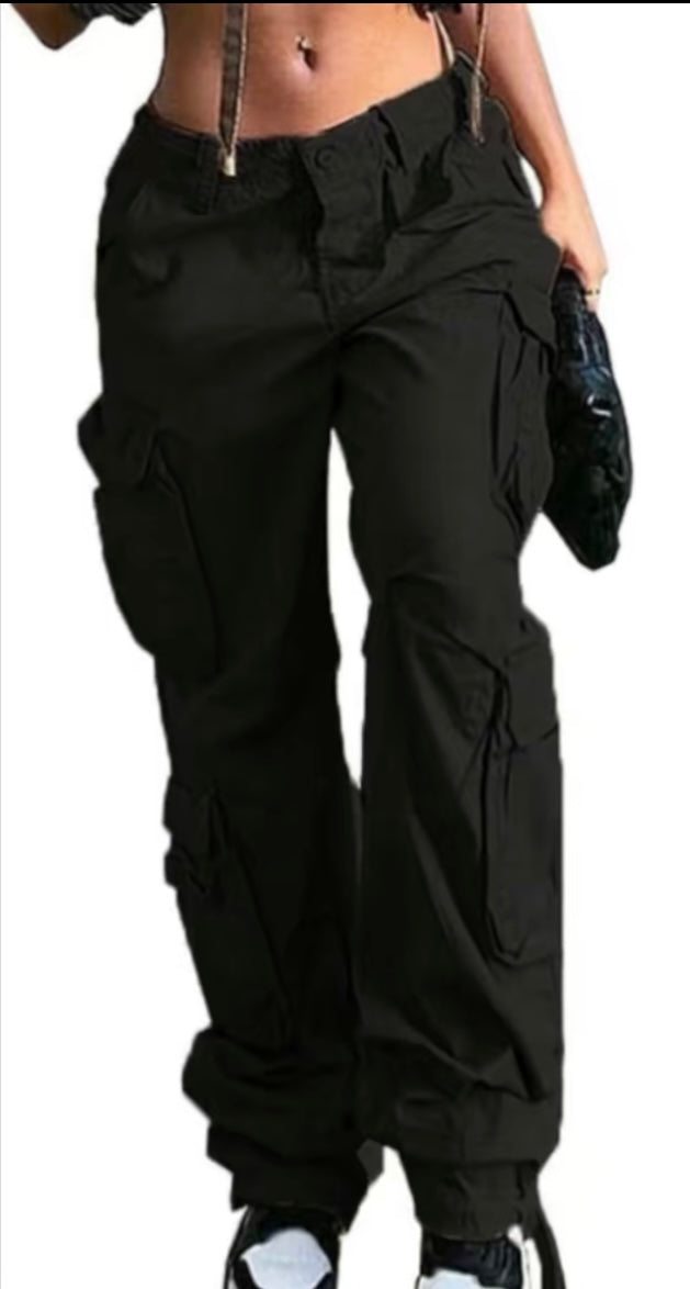 High Waisted Straight Leg Cargo Pants with Pockets(More Colors)