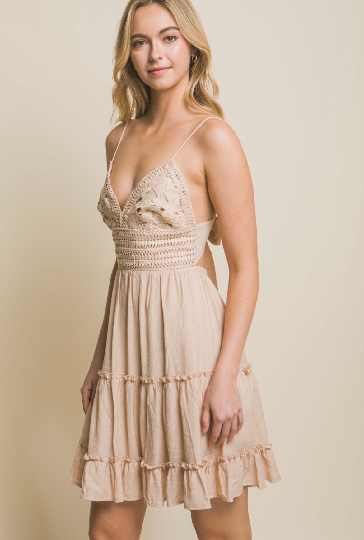 Laced Paneled Tie Back Dress(More Colors)