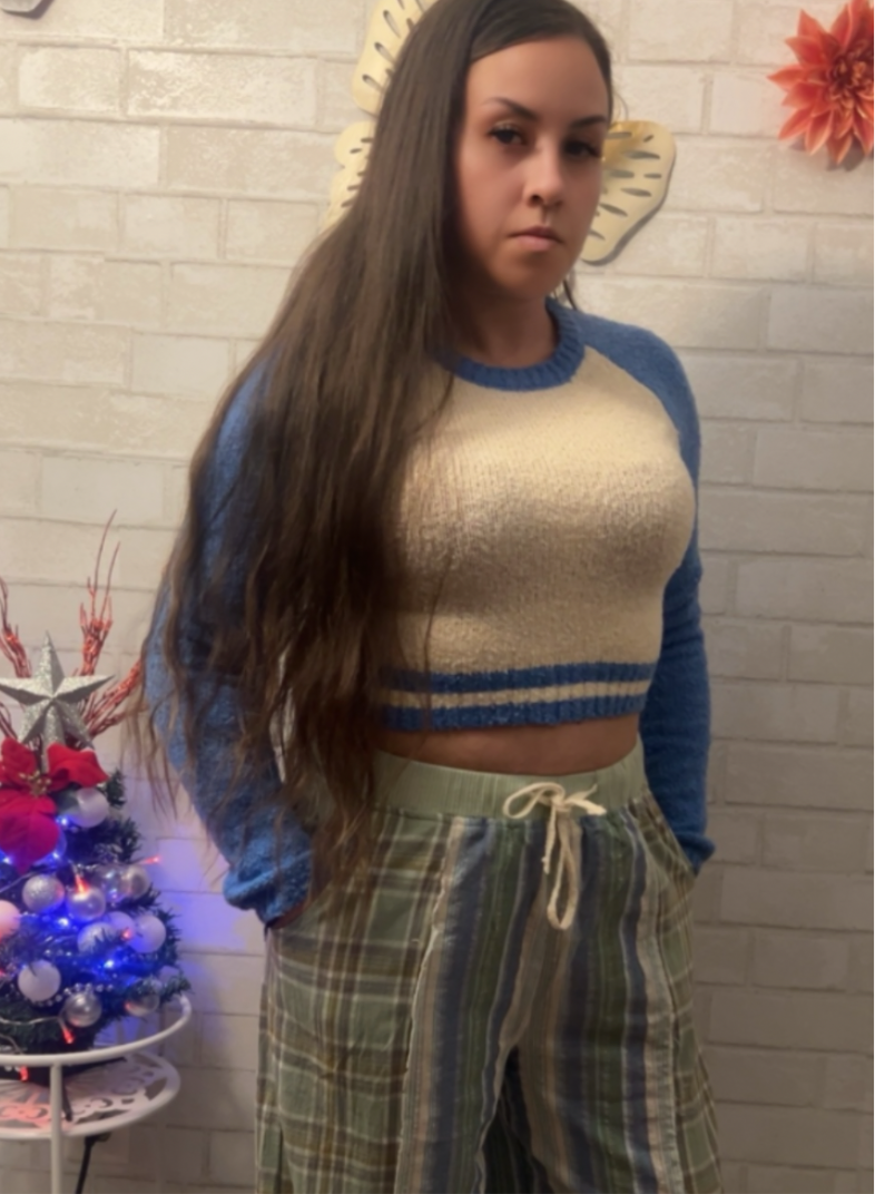 Baseball Crew Neck Varsity Semi-Crop Sweater