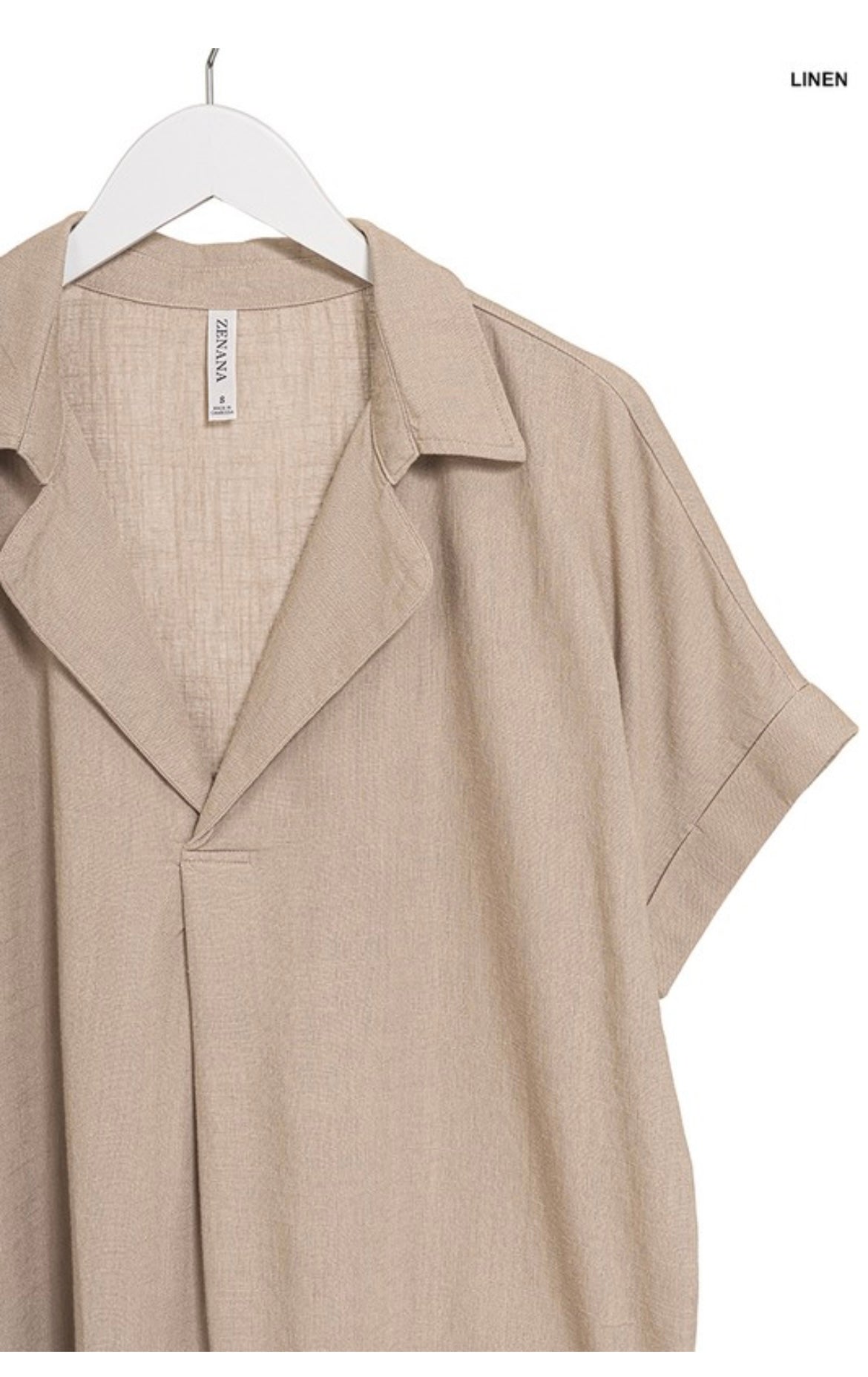 Zenana-Linen Shirt Dress W/ Frayed Hem(More Colors)