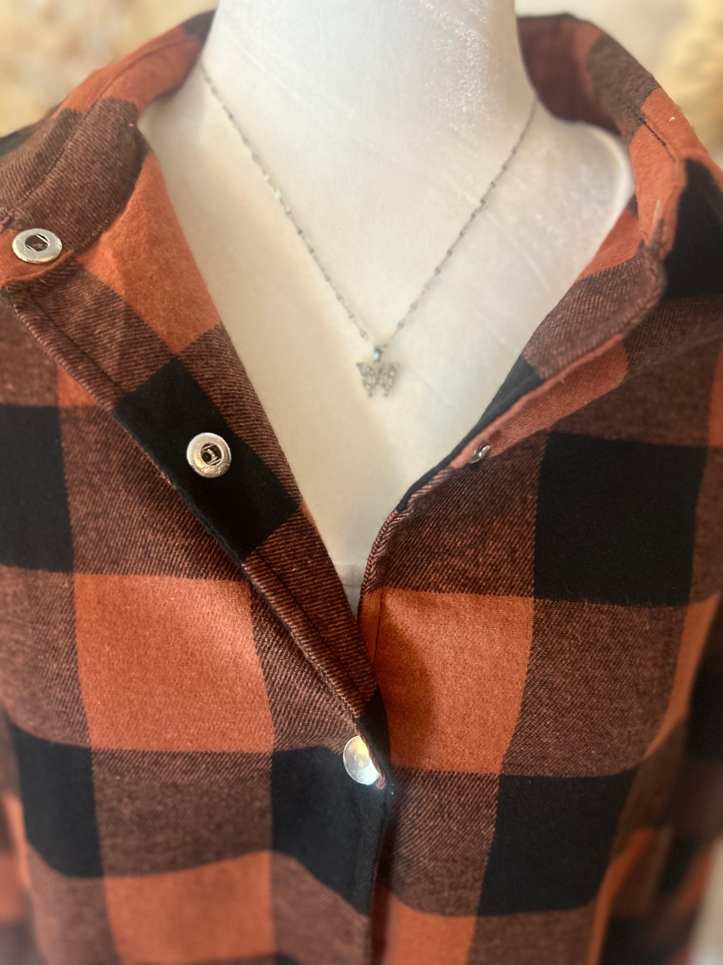 On The Go Plaid Turn-down Collar Shacket W/Pockets