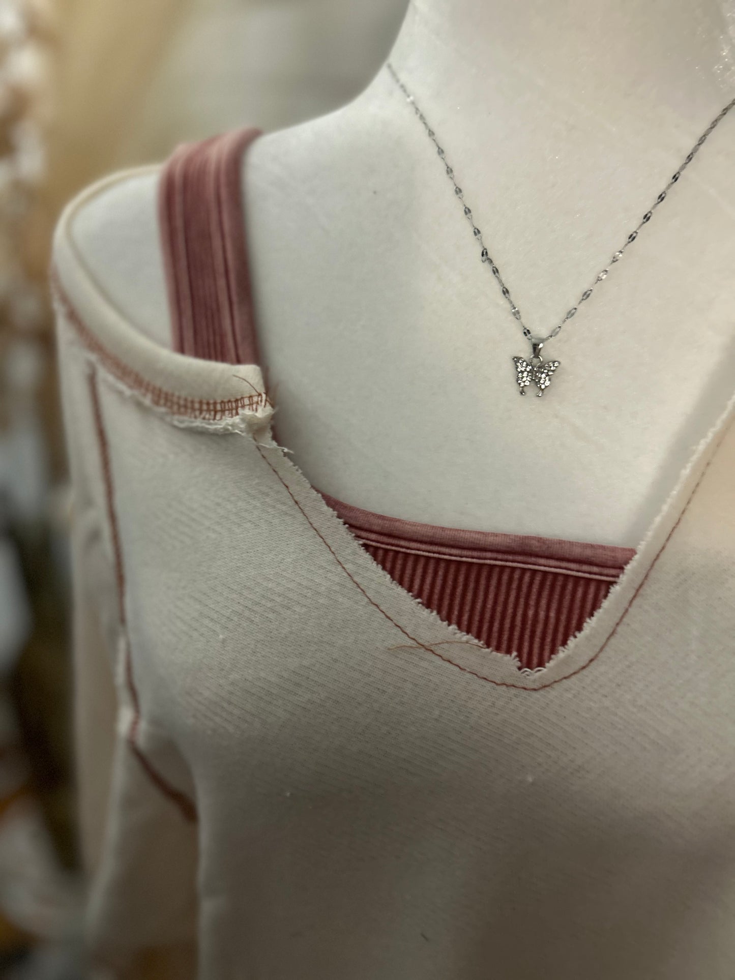 Bucket List-Contrast Stitch Detail Oversize Knit Top