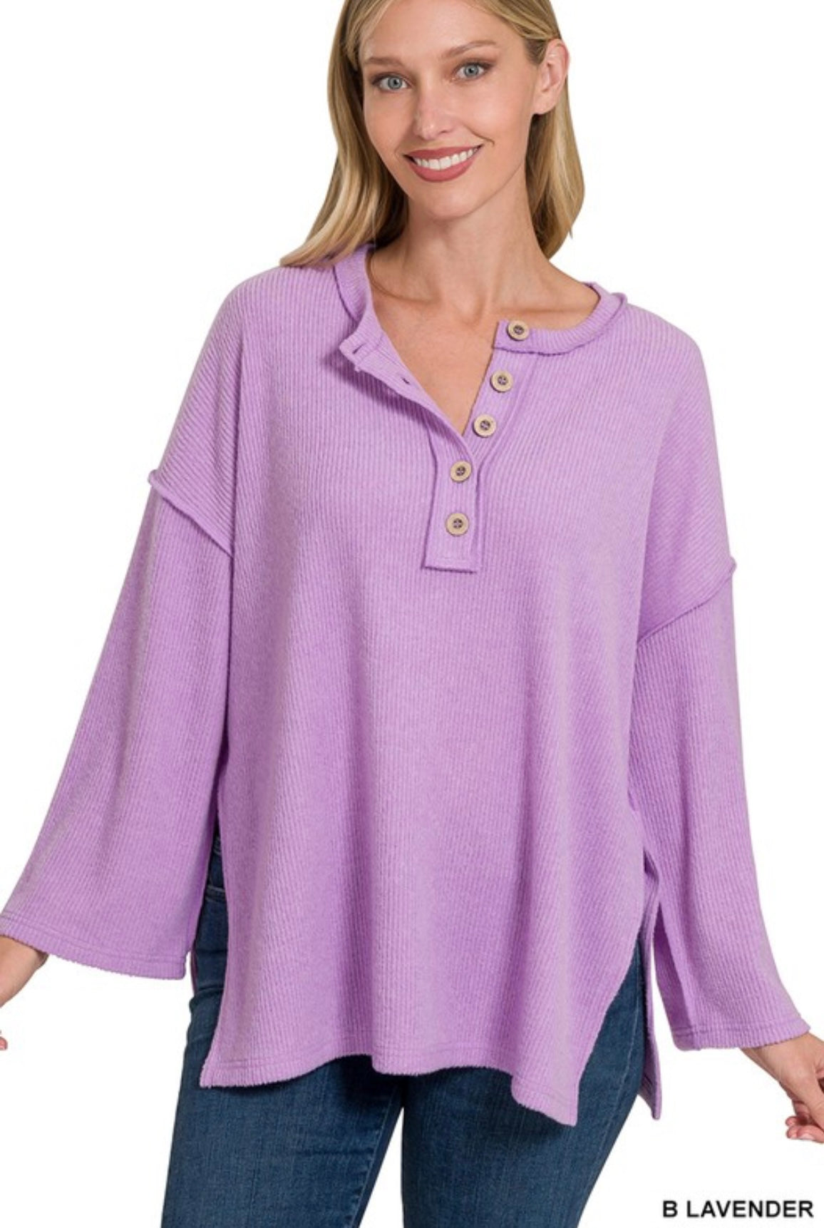 Zenana-Ribbed Brushed Melange Henley
Sweater(More Colors)