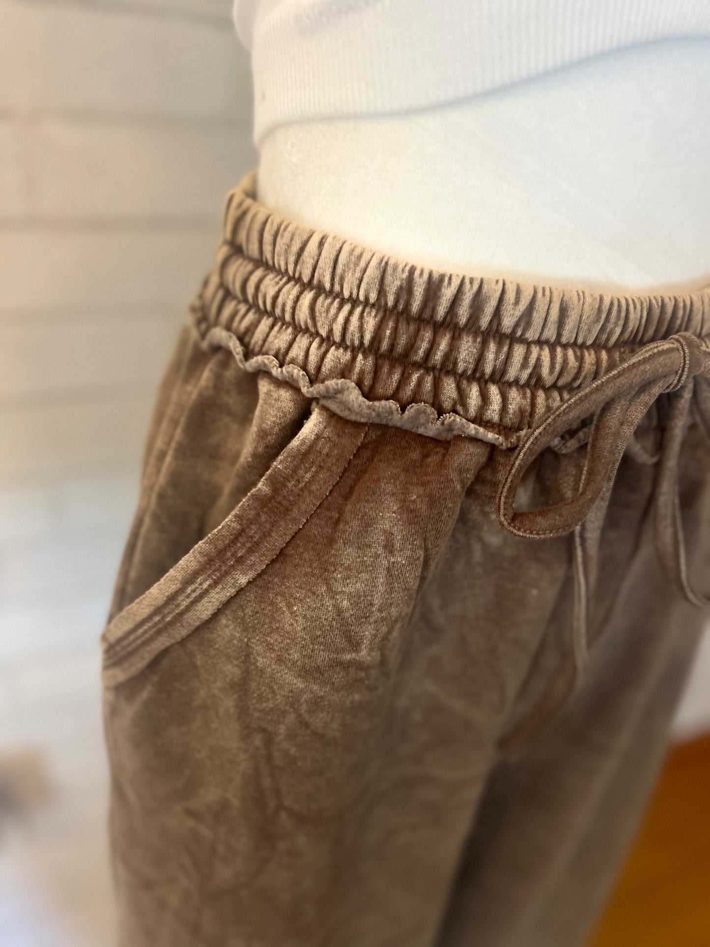 Zenana-Acid Wash Fleece Palazzo Sweatpants With Pockets(More Colors)