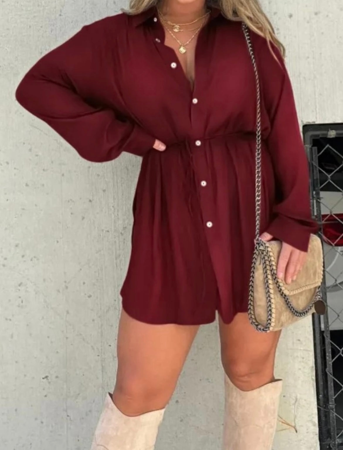 Ana Long Sleeve Button Up Satin Romper