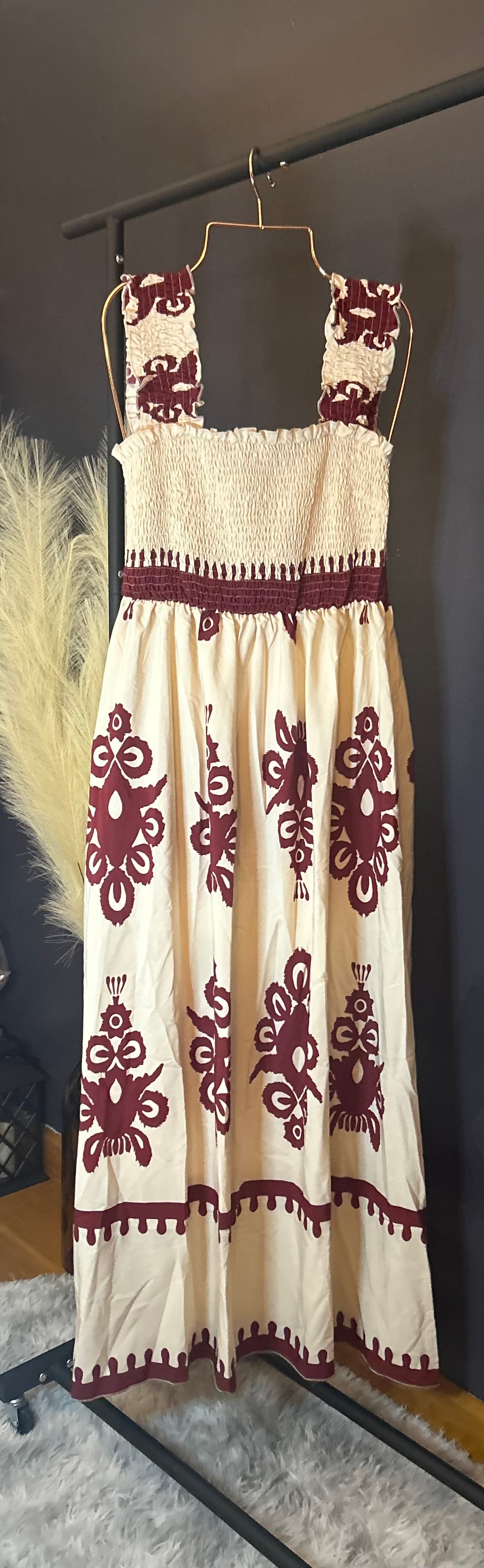 Ruched Square Neck Sleeveless High Waist Dress