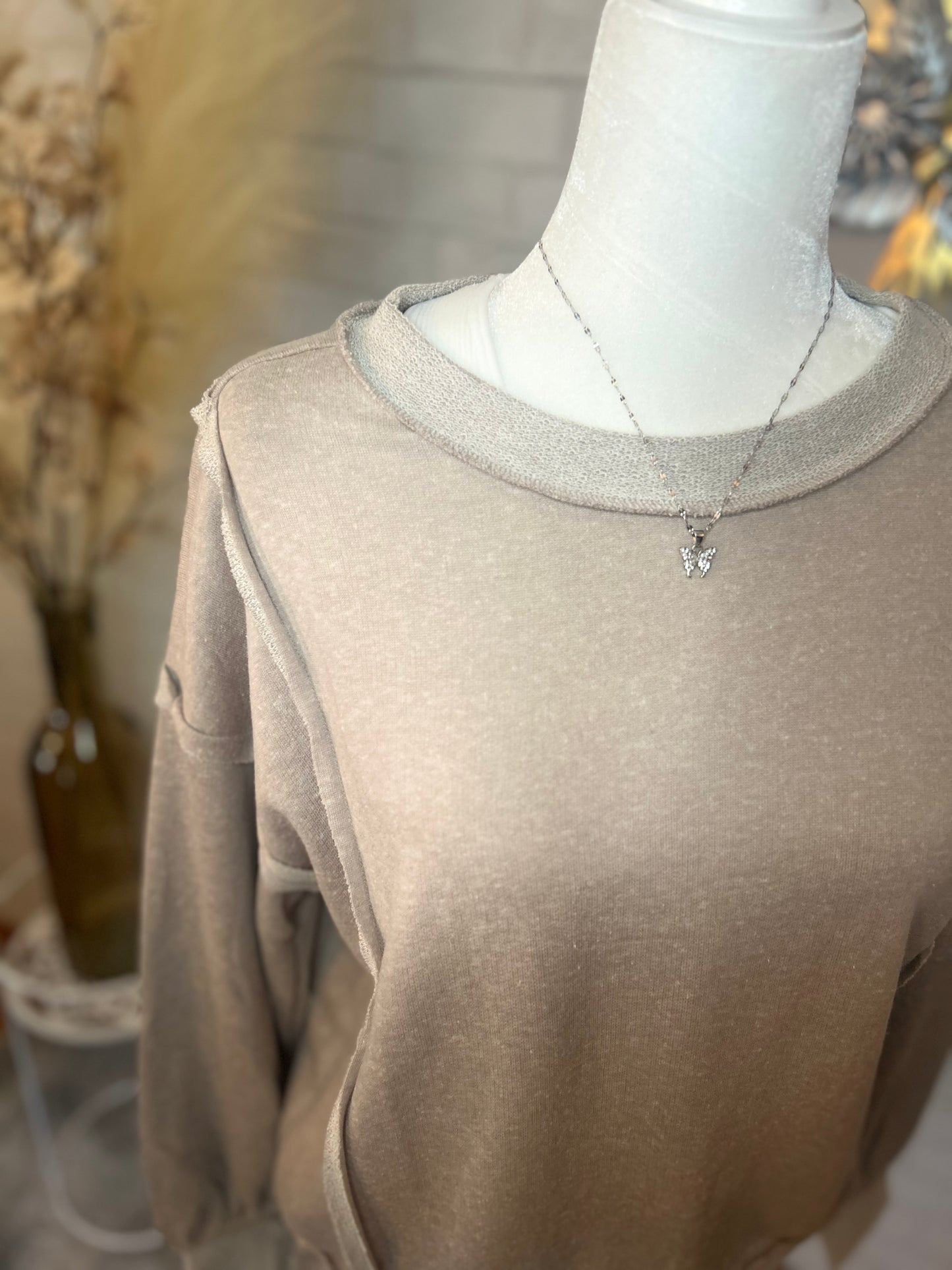 Zenana-Washed Bottom Band Exposed-Seam Sweatshirt(More Colors)