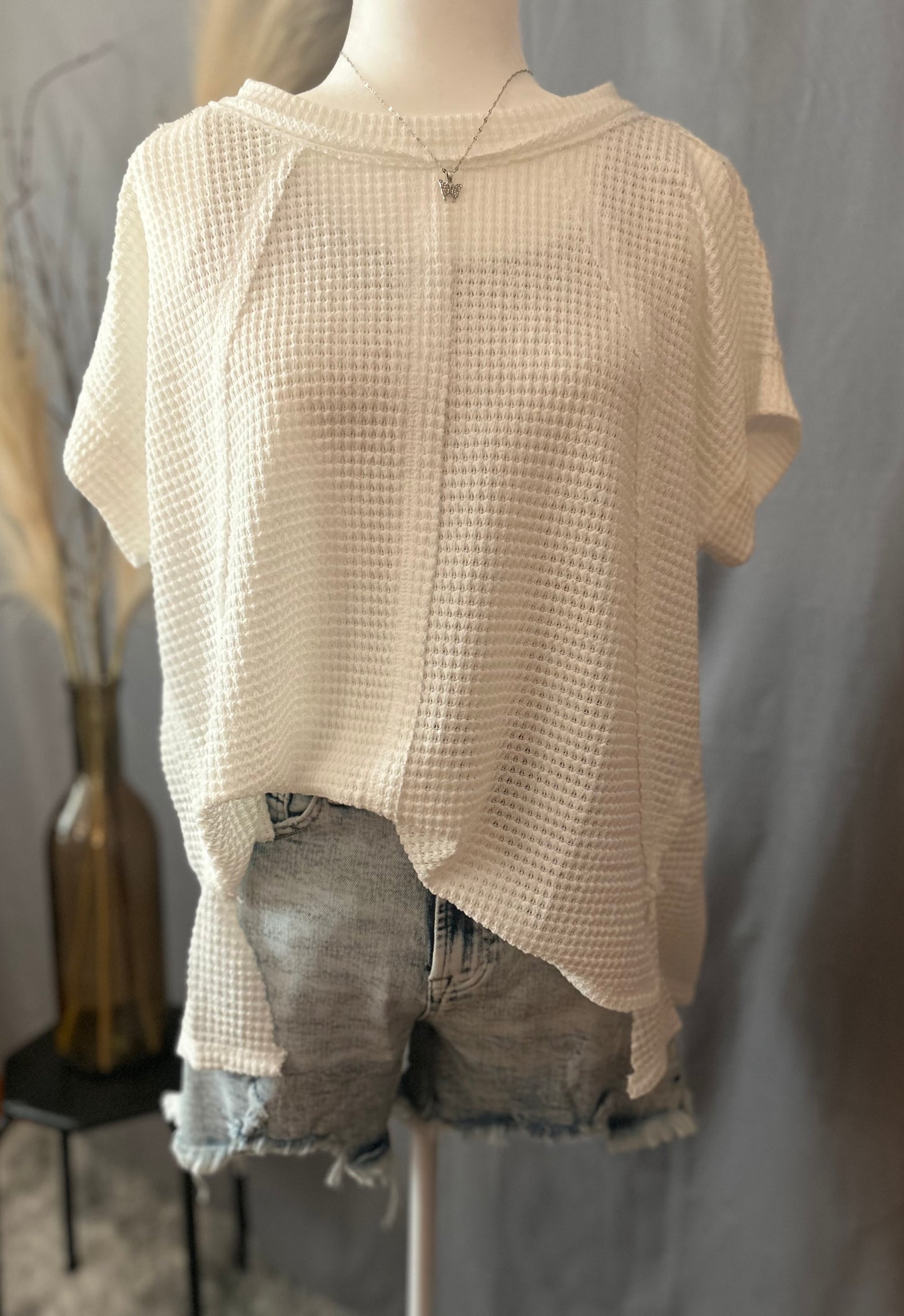 Zenana-Brushed Waffle Exposed-Seam
Short Sleeve Top W/Side Slits(More Colors)