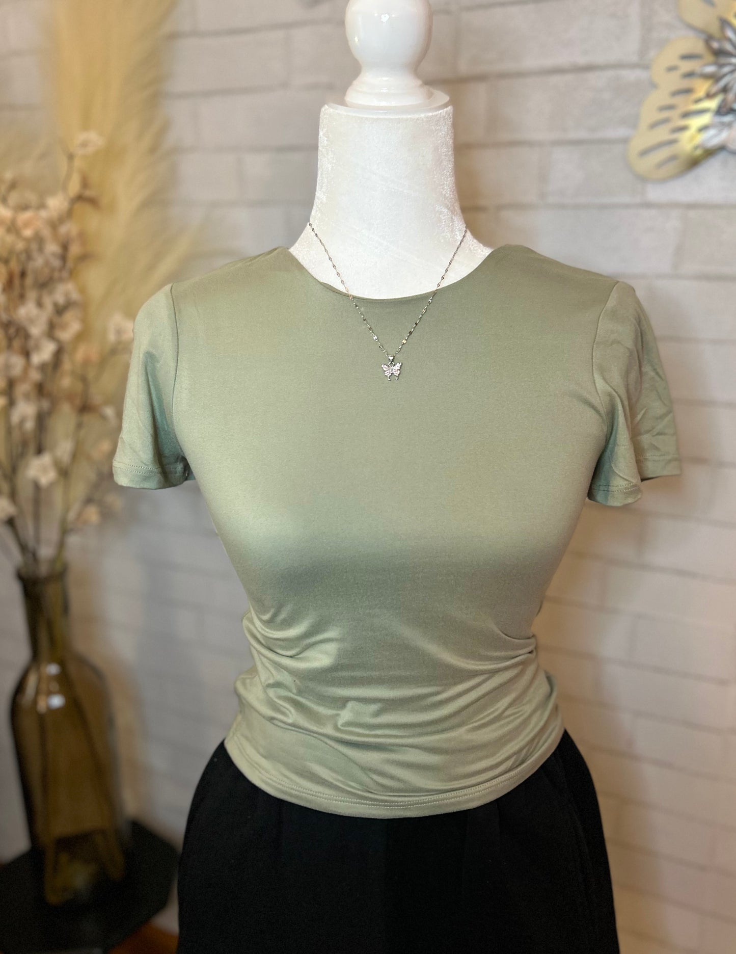Comfy Basic Fitted Crewneck Shirt, Double-Lined(More Colors)