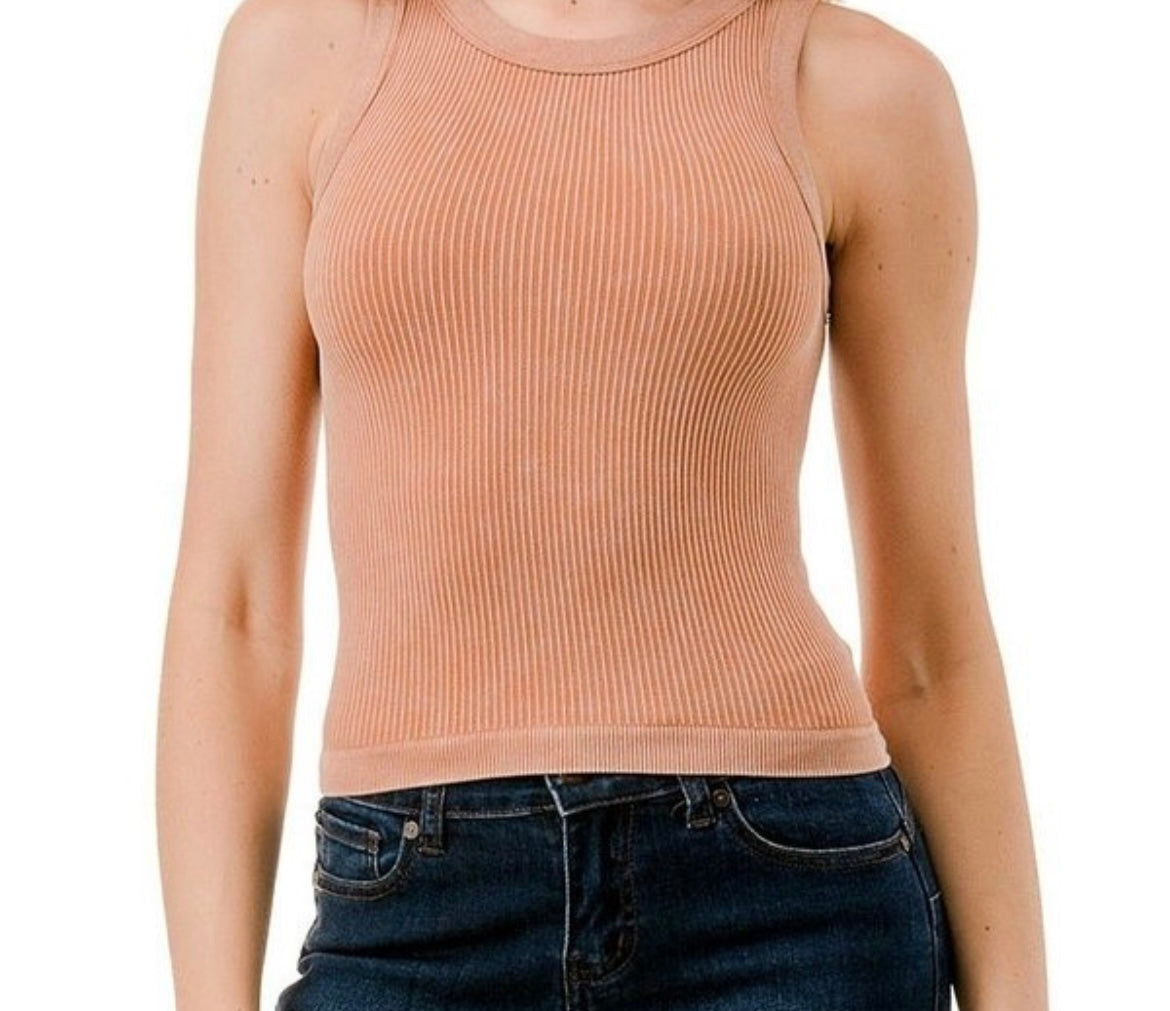 Mia Mineral Washed Rib Tank(More Colors)