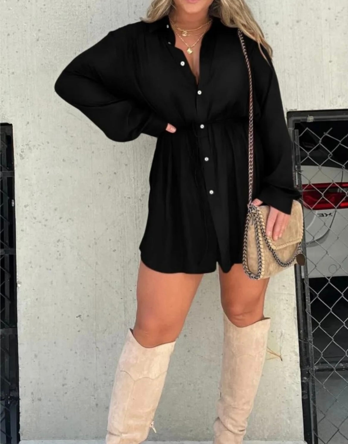 Ana Long Sleeve Button Up Satin Romper(More Colors)