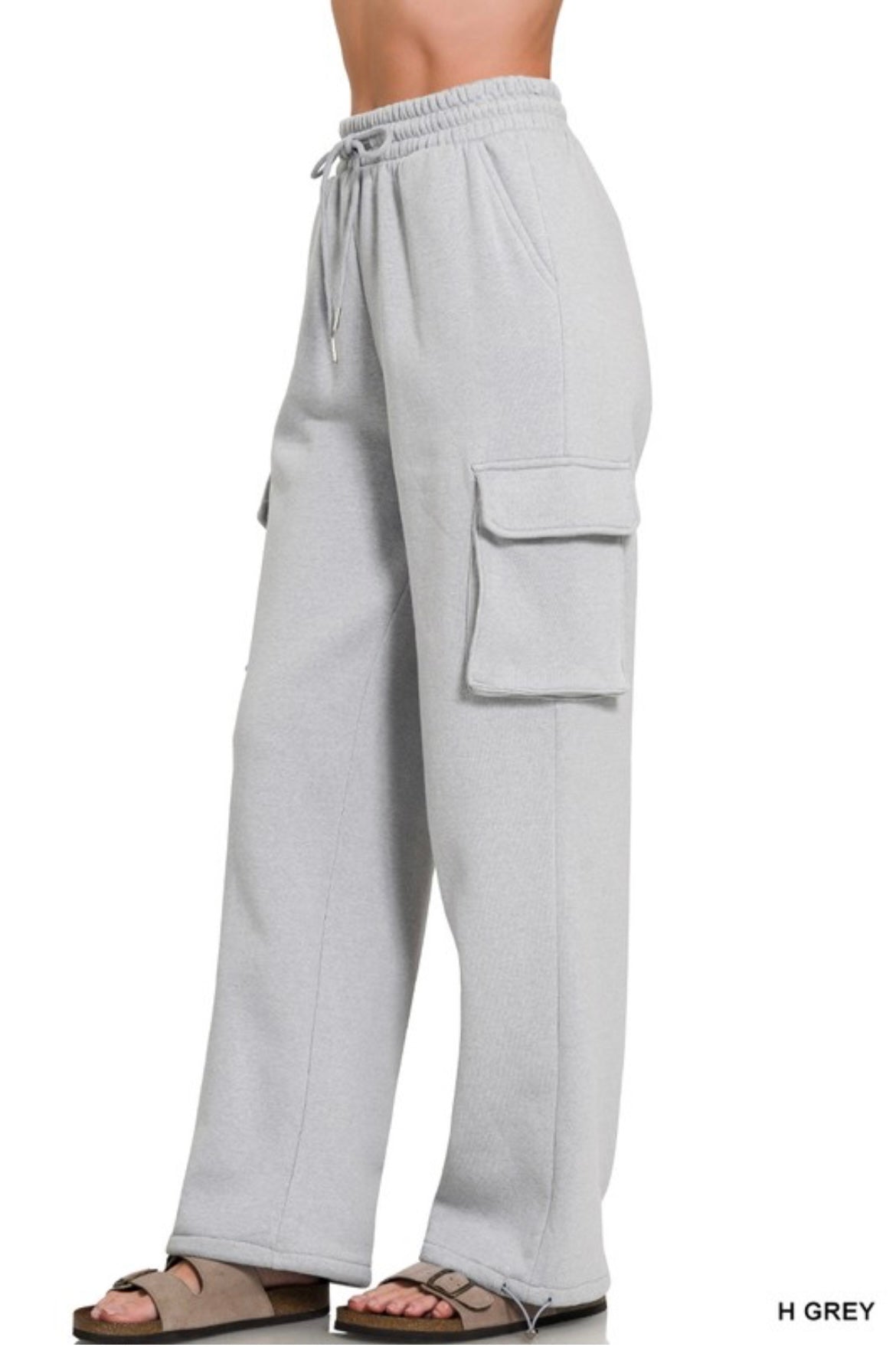 ZENANA-Comfy Fleece Cargo Wide Leg Sweatpants
