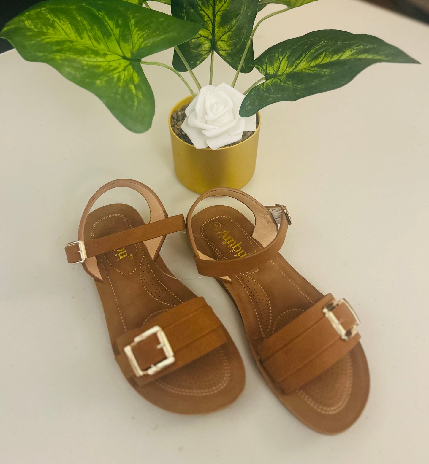 All Day Comfort Gold Buckle Cushion
Sandal