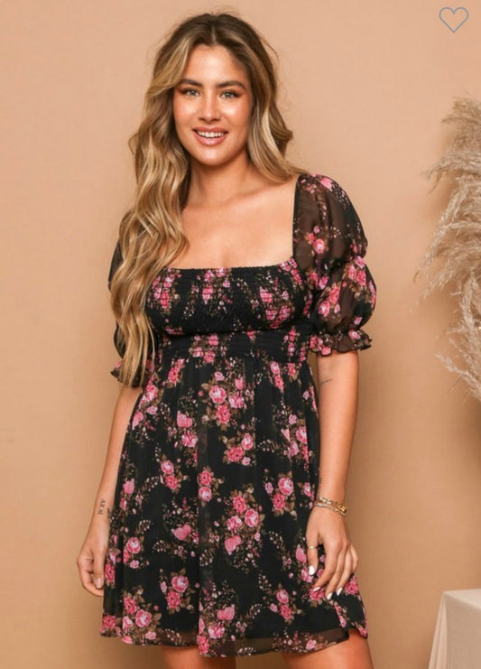 Floral Print Mini Dress