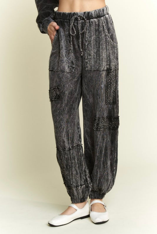 J.Her-MineralWash Eyelet detailed Boho Joggers
